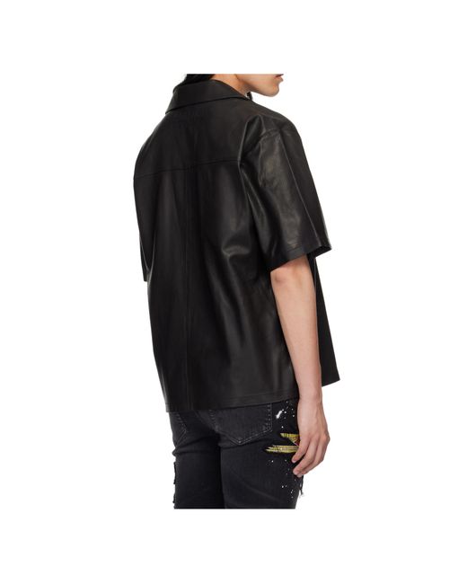 Amiri Black Ma Camp Leather Shirt for men