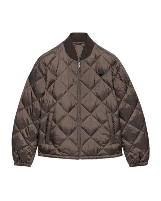 Prada Brown Short Quilted Down Jacket for men