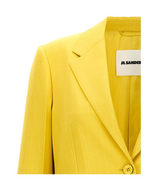 Jil Sander Yellow Single-Breasted Tailored Blazer