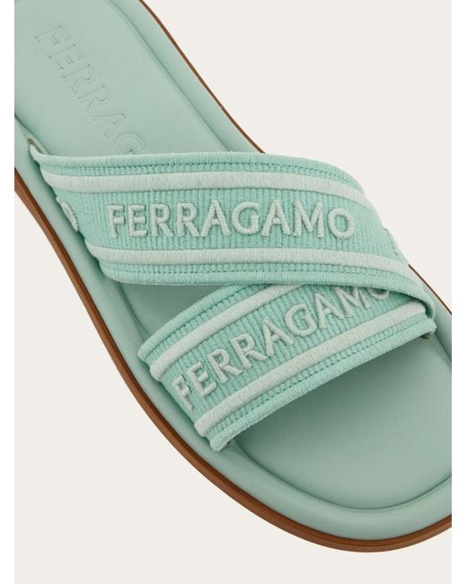 Ferragamo Green Logo Slippers