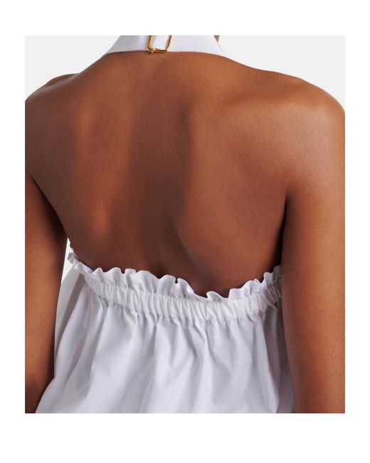 Patou White Halterneck Cotton Minidress