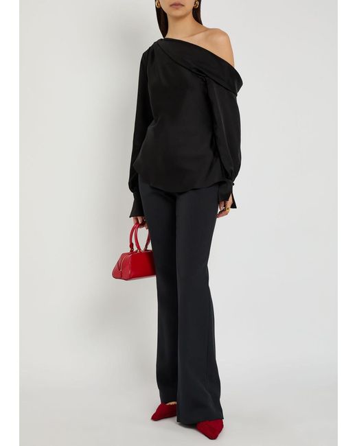 Jonathan Simkhai Black Alice Draped Satin Top