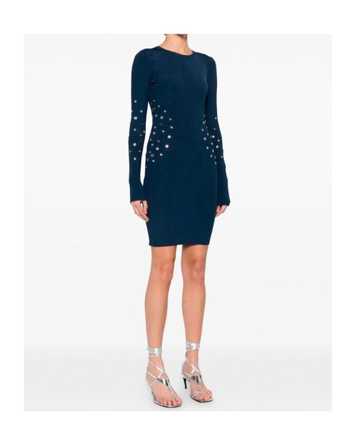 Patrizia Pepe Blue Studded Knitted Dress
