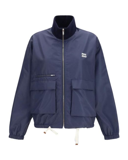Miu Miu Blue Technical Fabric Blouson Jacket