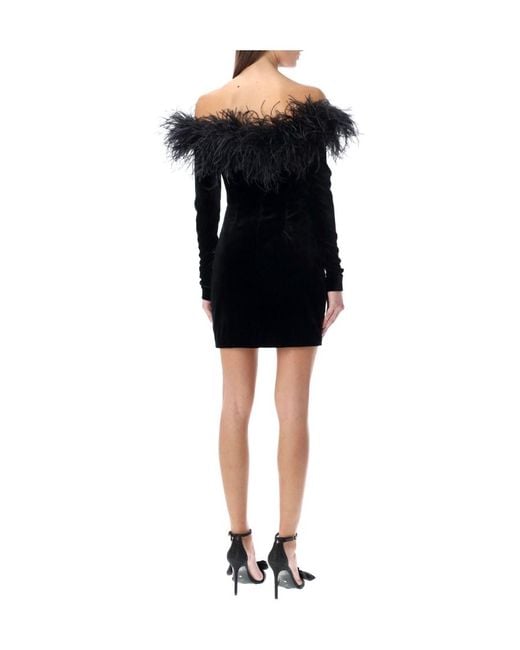 Alessandra Rich Black Wide Neck Velvet Mini Dress