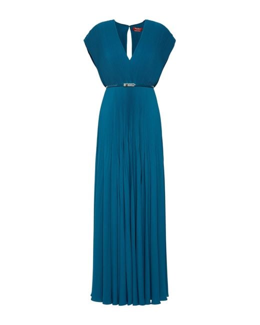 Max Mara Blue V-Neck Dress