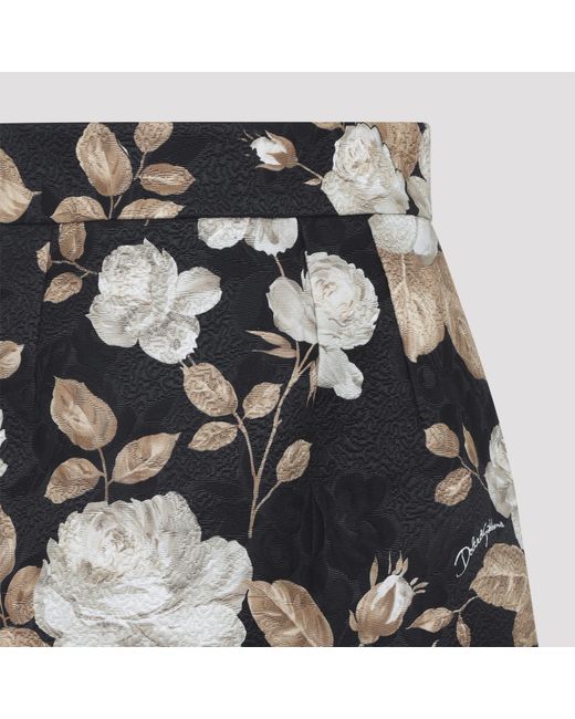 Dolce & Gabbana Black Floral Printed Midi Skirt