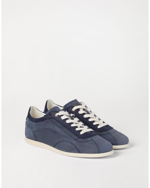 Brunello Cucinelli Blue Panelled Low-Top Sneakers for men