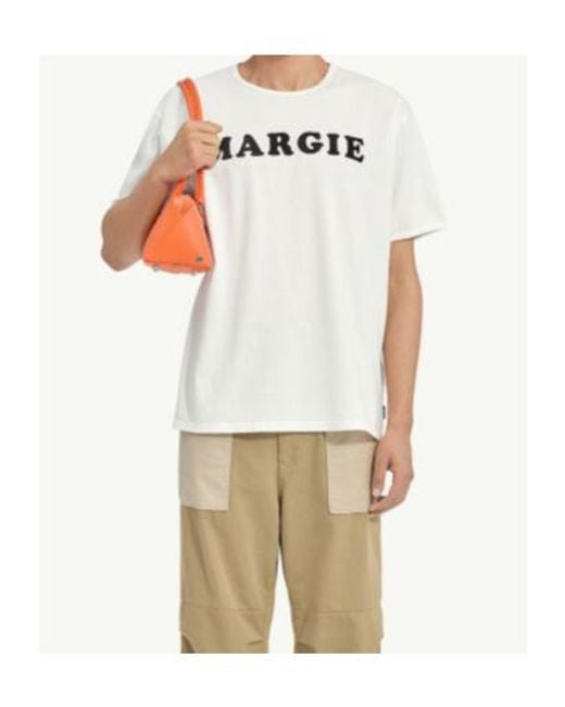 MM6 by Maison Margiela White Arch Print T-Shirt for men