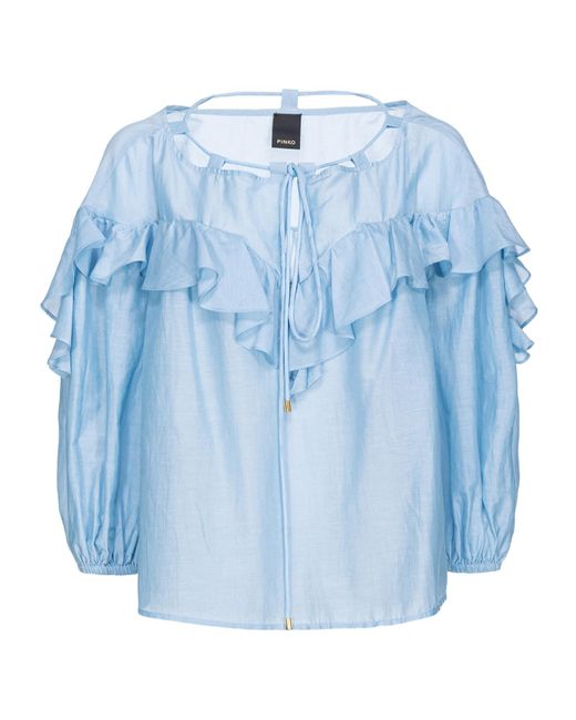 Pinko Blue Maxi Flounce Blouse