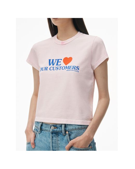 Alexander Wang Pink Love Our Customers Shrunken T-Shirt