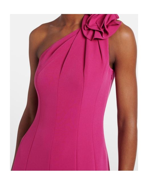Roland Mouret Pink Floral-Appliqué One-Shoulder Cocktail Dress