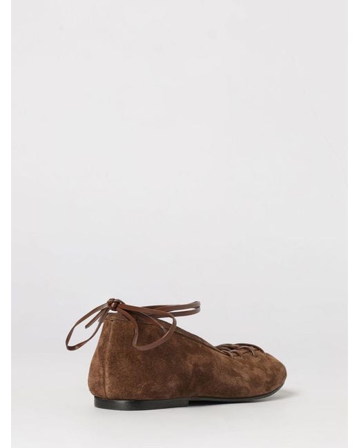 Alohas Brown Lace-Up Square-Toe Flat Shoes