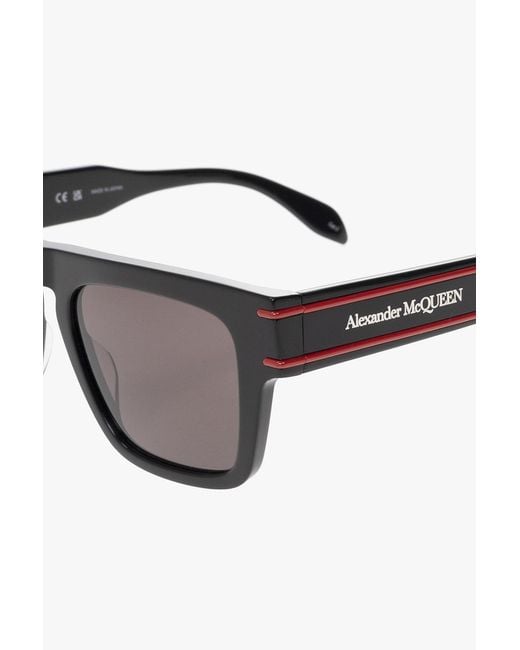 McQueen Gray Logo-Print Arm Sunglasses for men