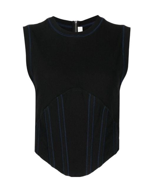 Dion Lee Black Fine-Ribbed Corset Tank Top for men