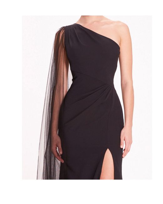Marchesa Purple One-Shoulder Cape Gown