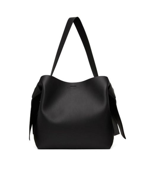 Acne Black Logo Detailed Midi Shoulder Bag