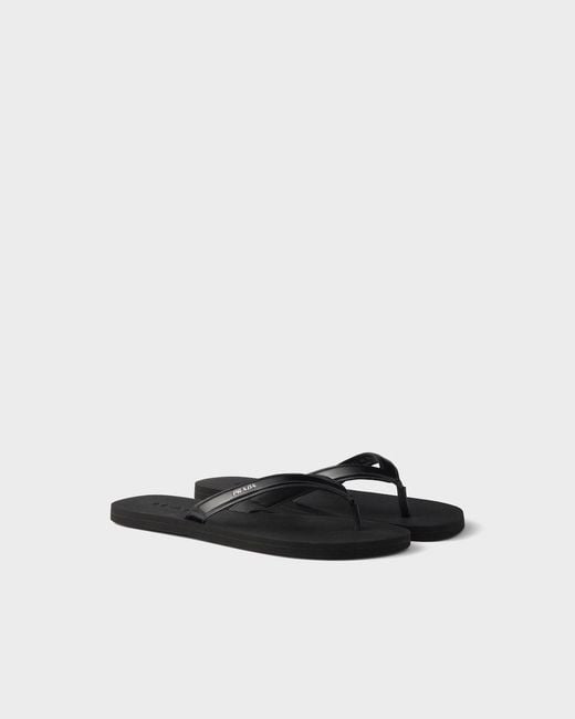 Prada Black Logo-Detailed Flip Flops for men