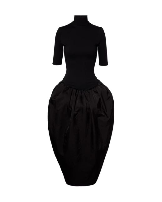Magda Butrym Black Turtleneck Midi Dress