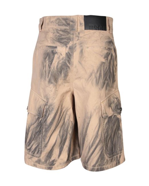 MSGM Natural Tie-Dye Cargo Bermuda Shorts for men