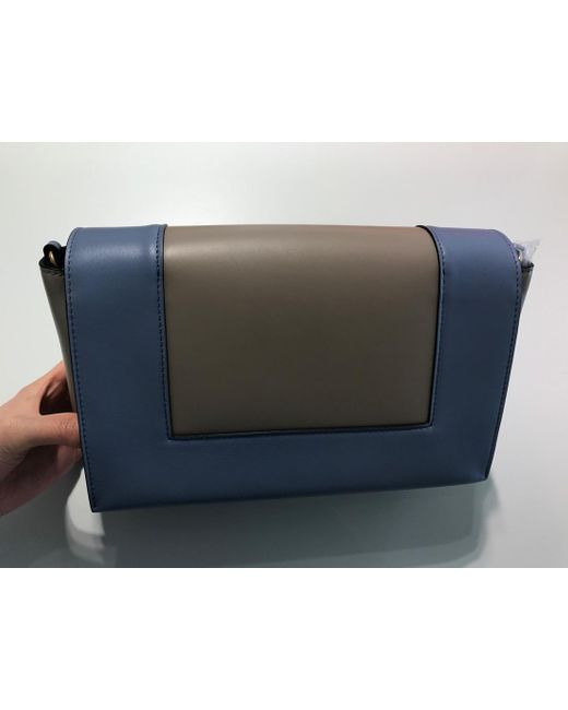 Céline Blue Frame Medium Smooth Cow Leather Two-Color Handbag