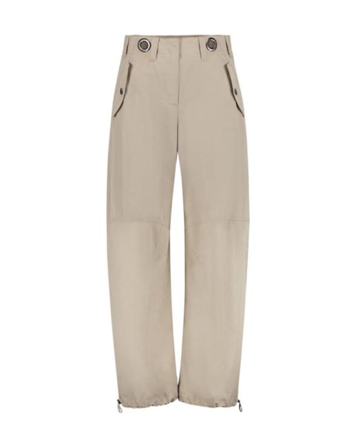 Brunello Cucinelli Natural Casual Pants With Drawstring Hem