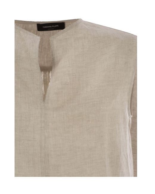 Fabiana Filippi Natural Oversized Sleeveless Top