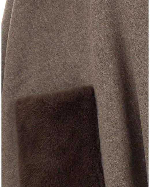 Gran Sasso Brown Fringed-Hem Cape