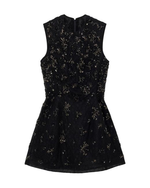 Jonathan Simkhai Black Evelina Crystal-Embellished Lace Mini Dress
