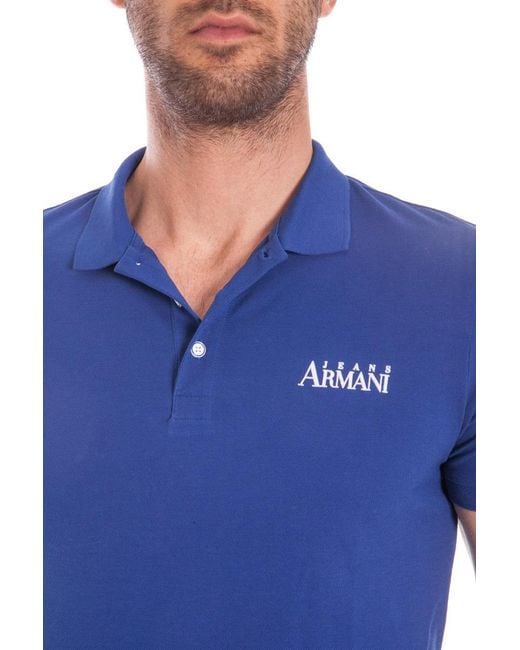 Armani Jeans Blue Short-Sleeved Polo Shirt for men