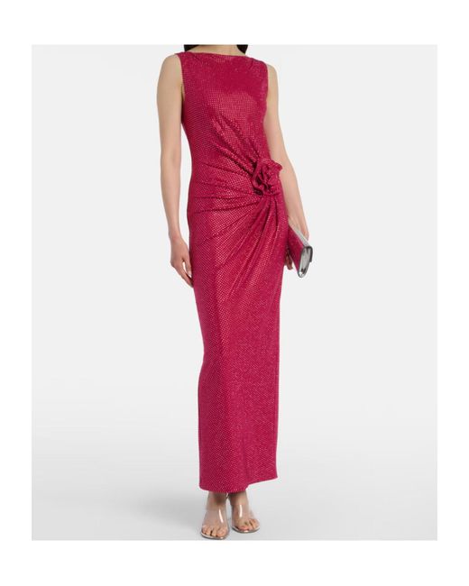 Roland Mouret Floral-Appliqué Embellished Gathered Maxi Dress