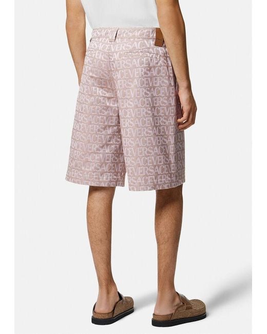 Versace Pink Allover-Jacquard High-Waist Bermuda Shorts for men
