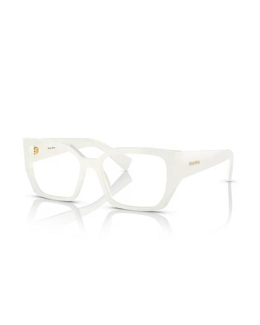 Miu Miu White Eyewear Rectangular-Frame Glasses