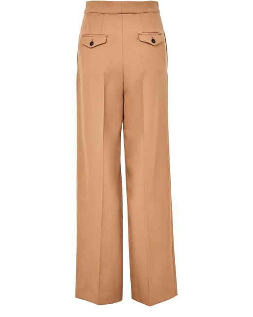 Chloé Natural Straight Pleated Pants