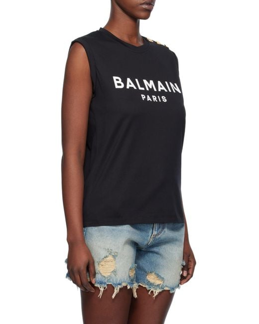 Balmain Black Cotton Logo T-Shirt