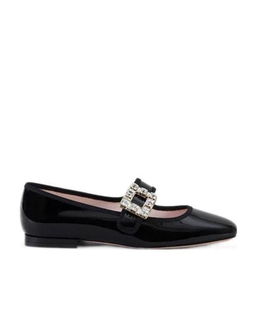 Roger Vivier Black Très Vivier Buckle Embellished Babies Ballerinas