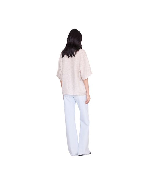 Anine Bing Natural Printed Short-Sleeve Shirt