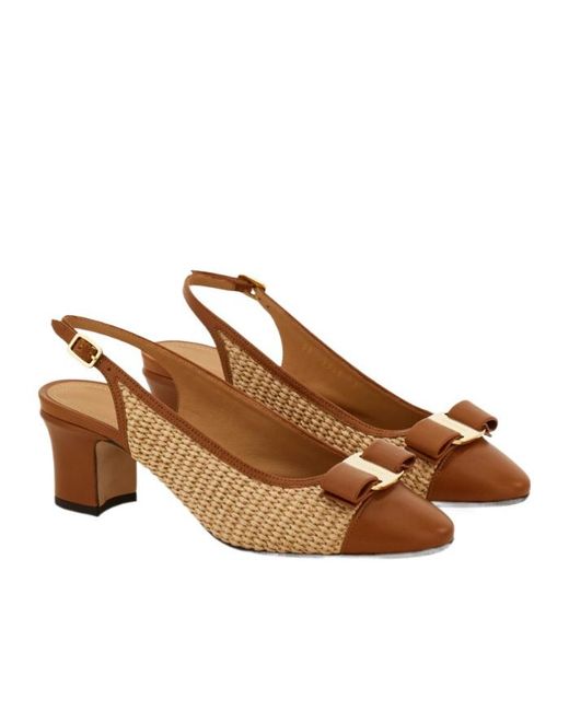Ferragamo Brown Vara Bow Slingback