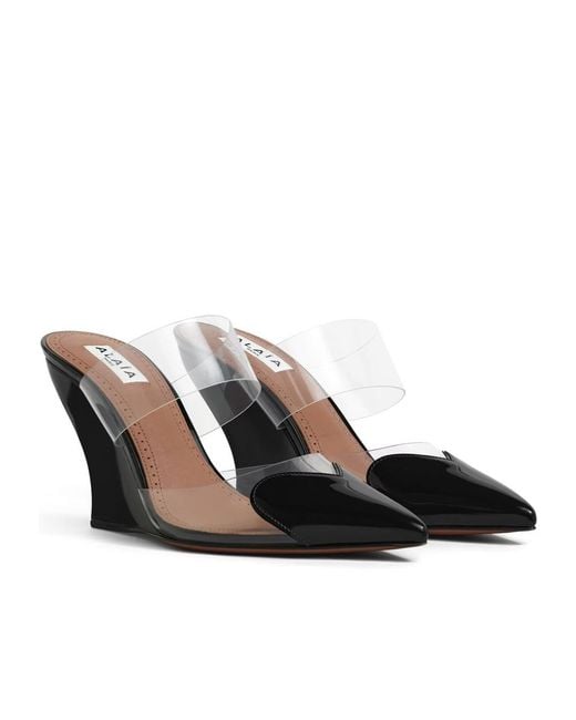 Alaïa Black Heart-Pattern Wedge Mules