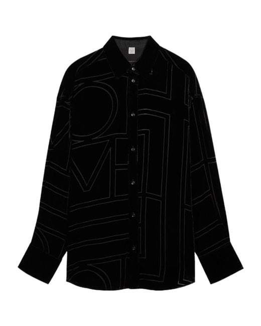 Totême Black Monogram Devore Shirt