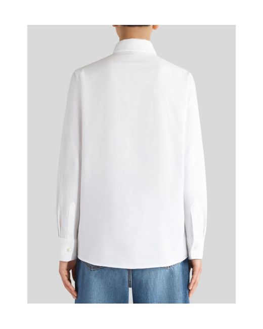 Etro White Pegaso-Embroidered Straight Hem Shirt