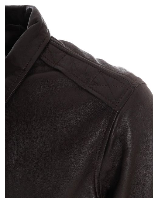 Schott Nyc Black Long-Sleeved Leather Jacket for men