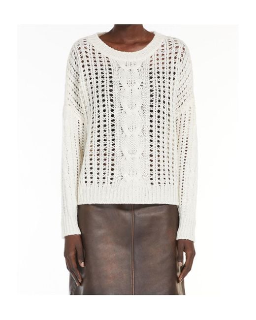 Weekend by Maxmara White Crewneck Crochet Jumper