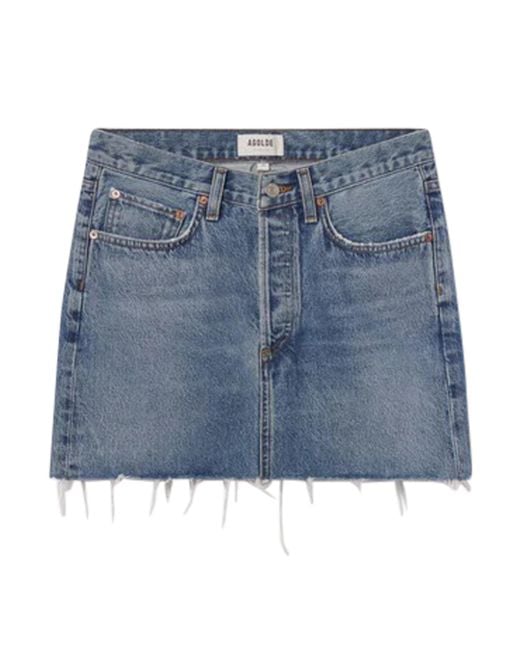 Agolde Blue Denim Mini Skirt