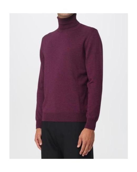 Etro Purple Roll-Neck Embroidered Top for men