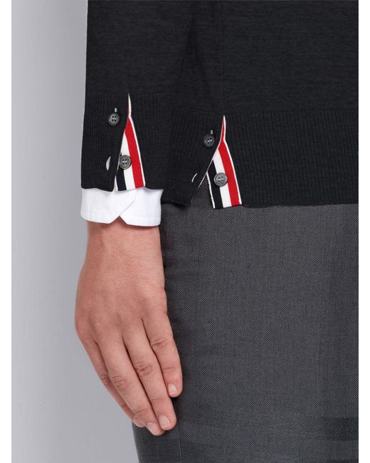 Thom Browne Black Bar Crewneck Jumper for men