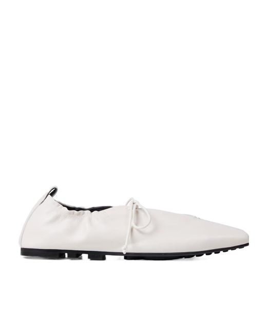 Samsøe & Samsøe White Lace-Up Ballet Flats