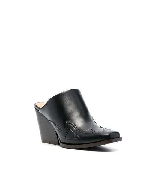 Stella McCartney Black Square-Toe Slip-On Mules