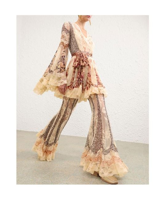 Zimmermann Natural Valiant Panelled Wrap Mini Dress