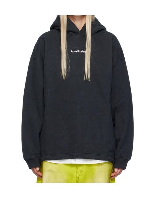 Acne Blue Logo Printed Oversized Hoodie